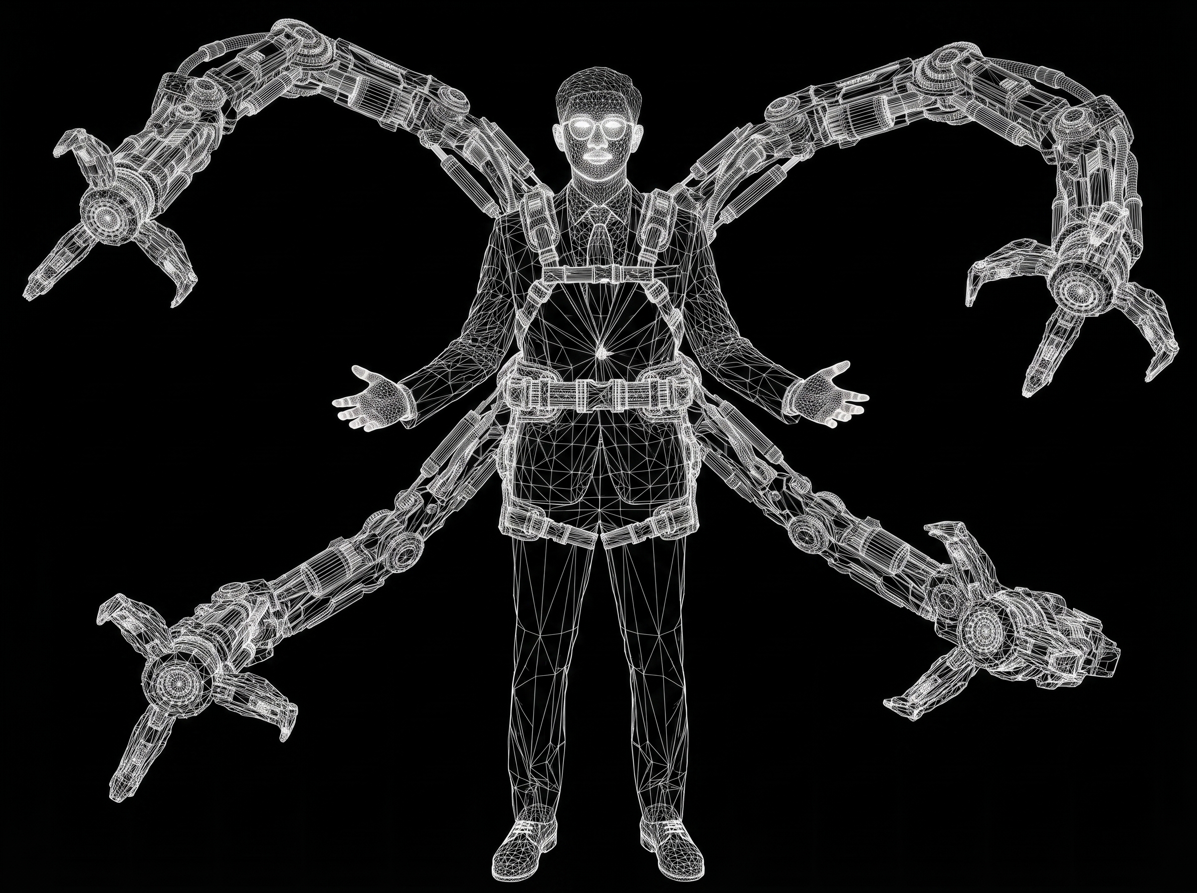 Octo Arm Cybernetic Wireframe Scan